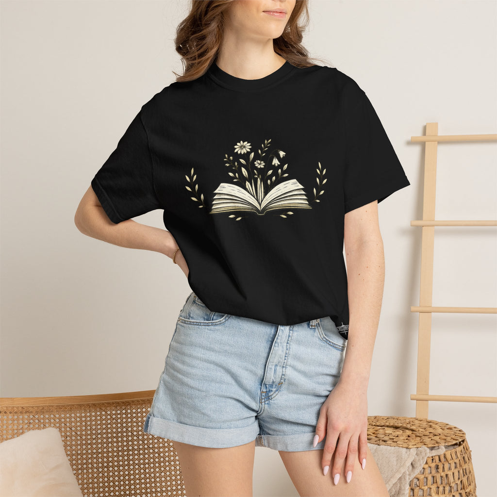 Floral Open Book T-Shirt — Book Lover Reading Tee