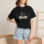 Floral Open Book T-Shirt — Book Lover Reading Tee