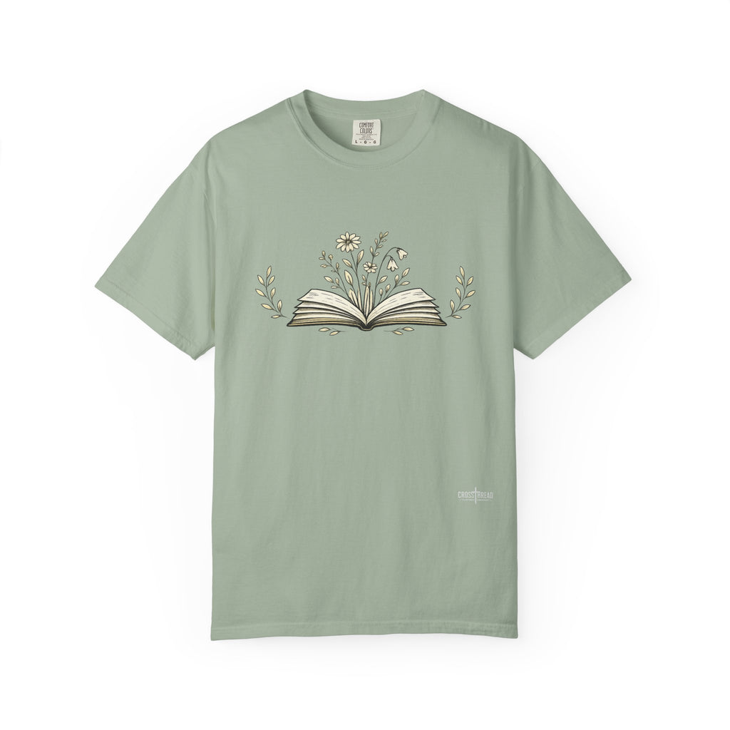 Floral Open Book T-Shirt — Book Lover Reading Tee
