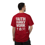 Faith Family Work T-Shirt — Inspirational Christian Men’s Tee