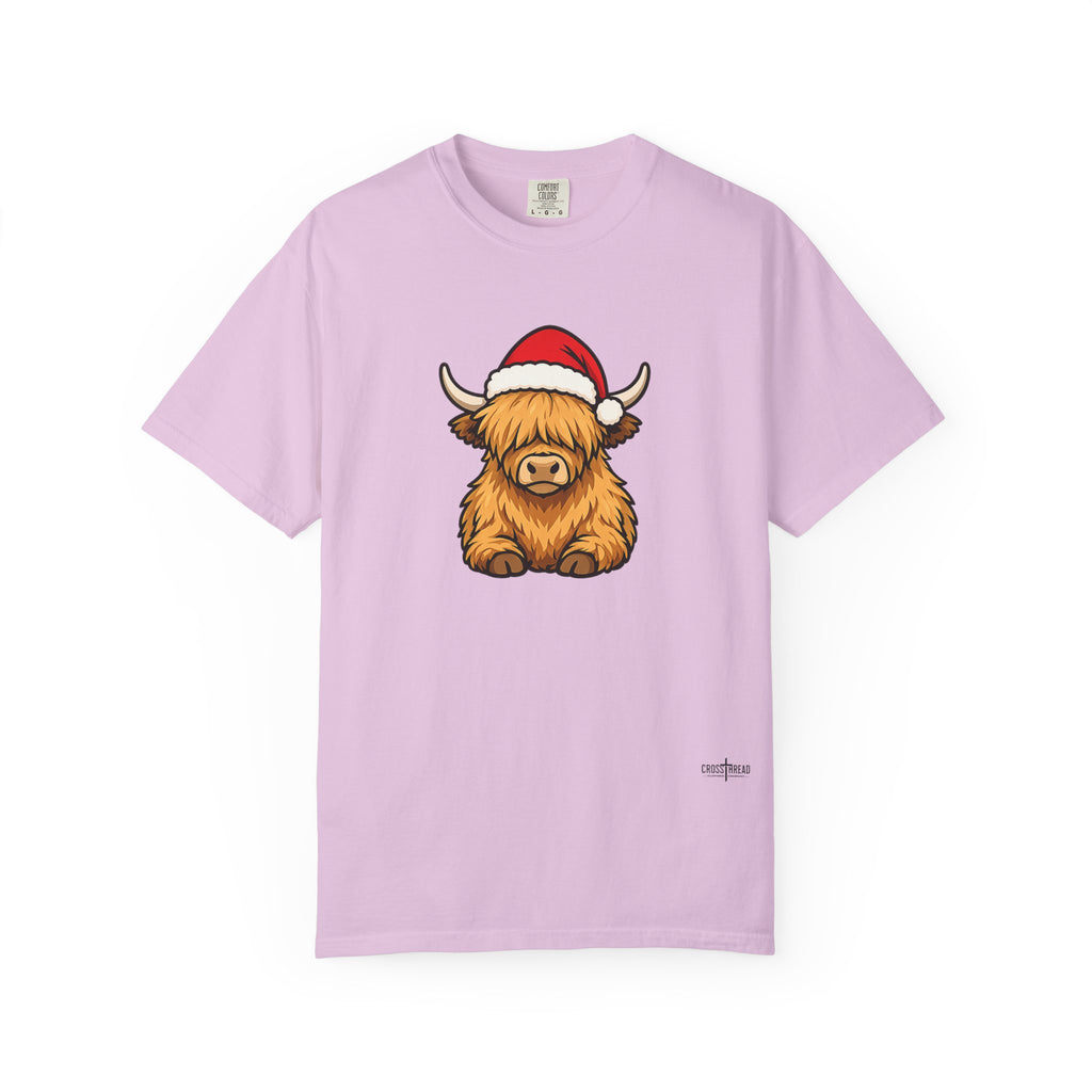 Highland Cow Santa Hat Comfort Colors Shirt