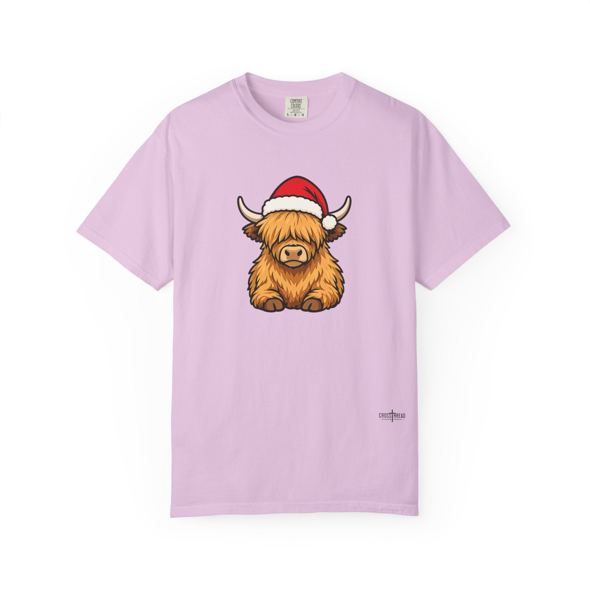 Highland Cow Santa Hat Comfort Colors Shirt