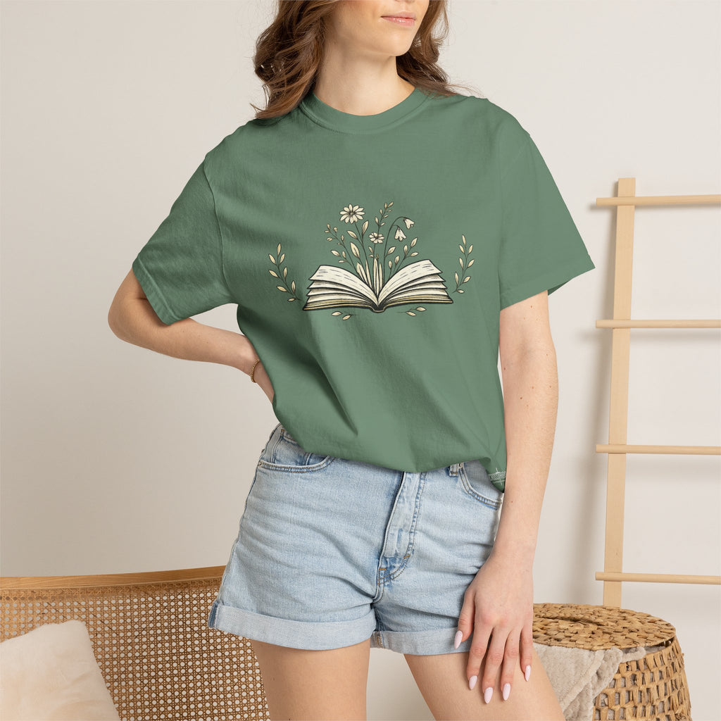 Floral Open Book T-Shirt — Book Lover Reading Tee