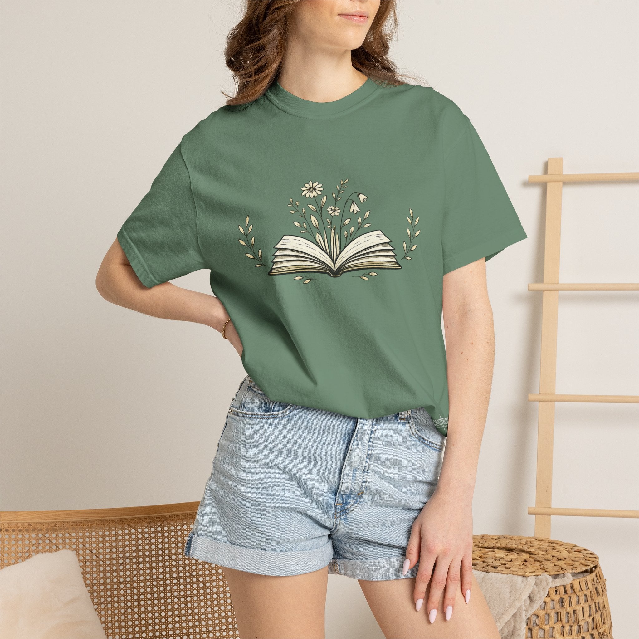 Floral Open Book T-Shirt — Book Lover Reading Tee
