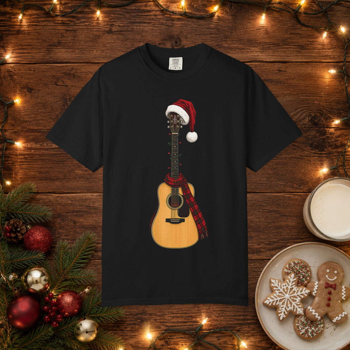 Christmas Acoustic Guitar Comfort Colors Shirt