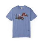 Rustic Santa Tractor and Barn Comfort Colors Shirt