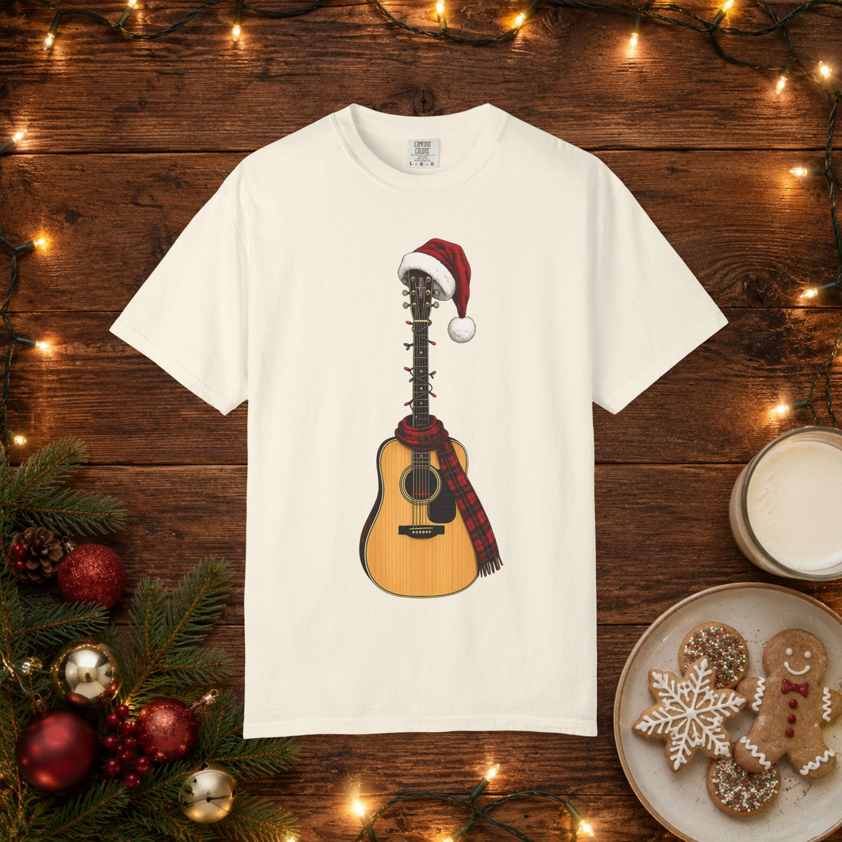 Christmas Acoustic Guitar Comfort Colors Shirt