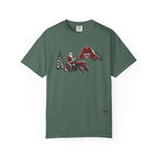 Rustic Santa Tractor and Barn Comfort Colors Shirt