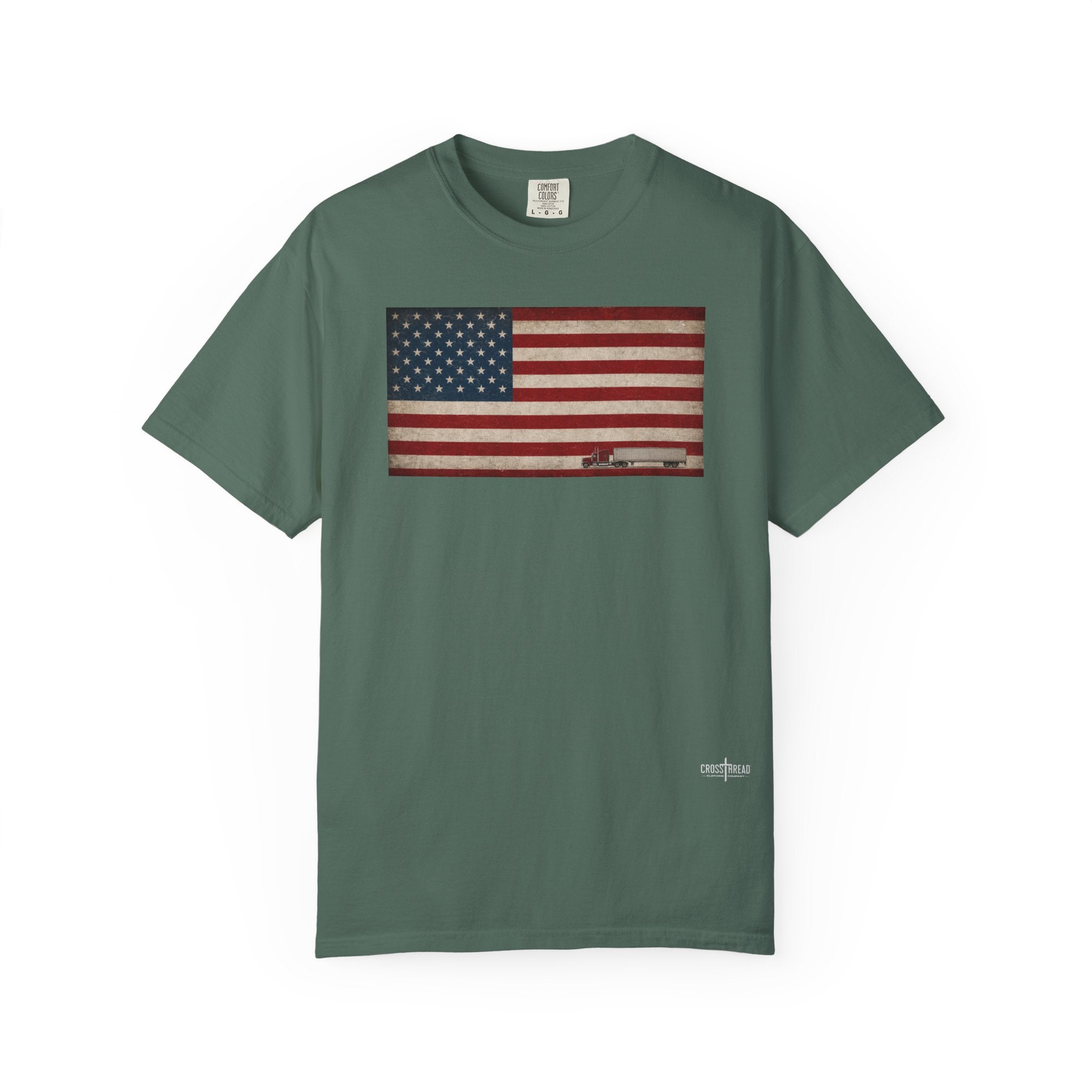 American Flag Big Rig Trucker T-Shirt — Patriotic Semi Truck Tee