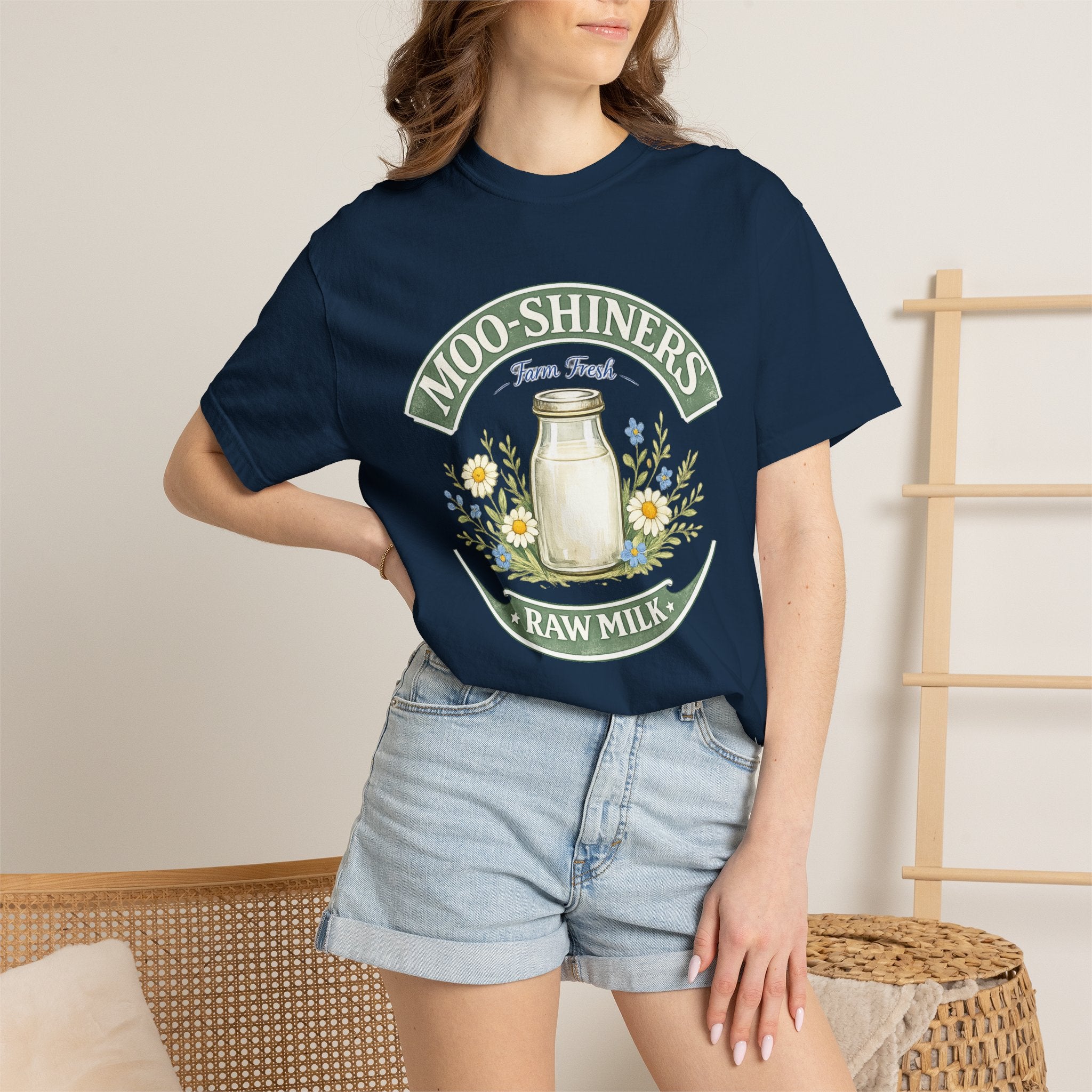 "Moo-Shiners Raw Milk" Vintage Logo Graphic T