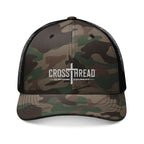 Camouflage Embroidered Logo Trucker Hat — Camo Mesh Cap for Outdoors, Hunting & Casual Wear