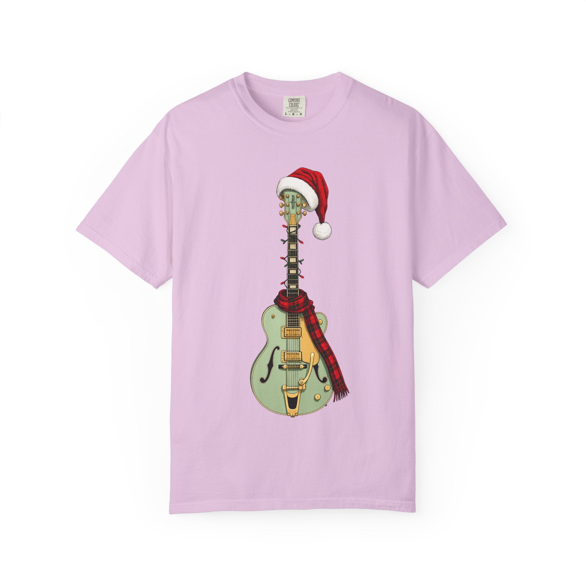 Christmas Aspen Green Hollowbody Guitar Comfort Colors Shirt