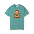 Highland Cow Santa Hat Comfort Colors Shirt