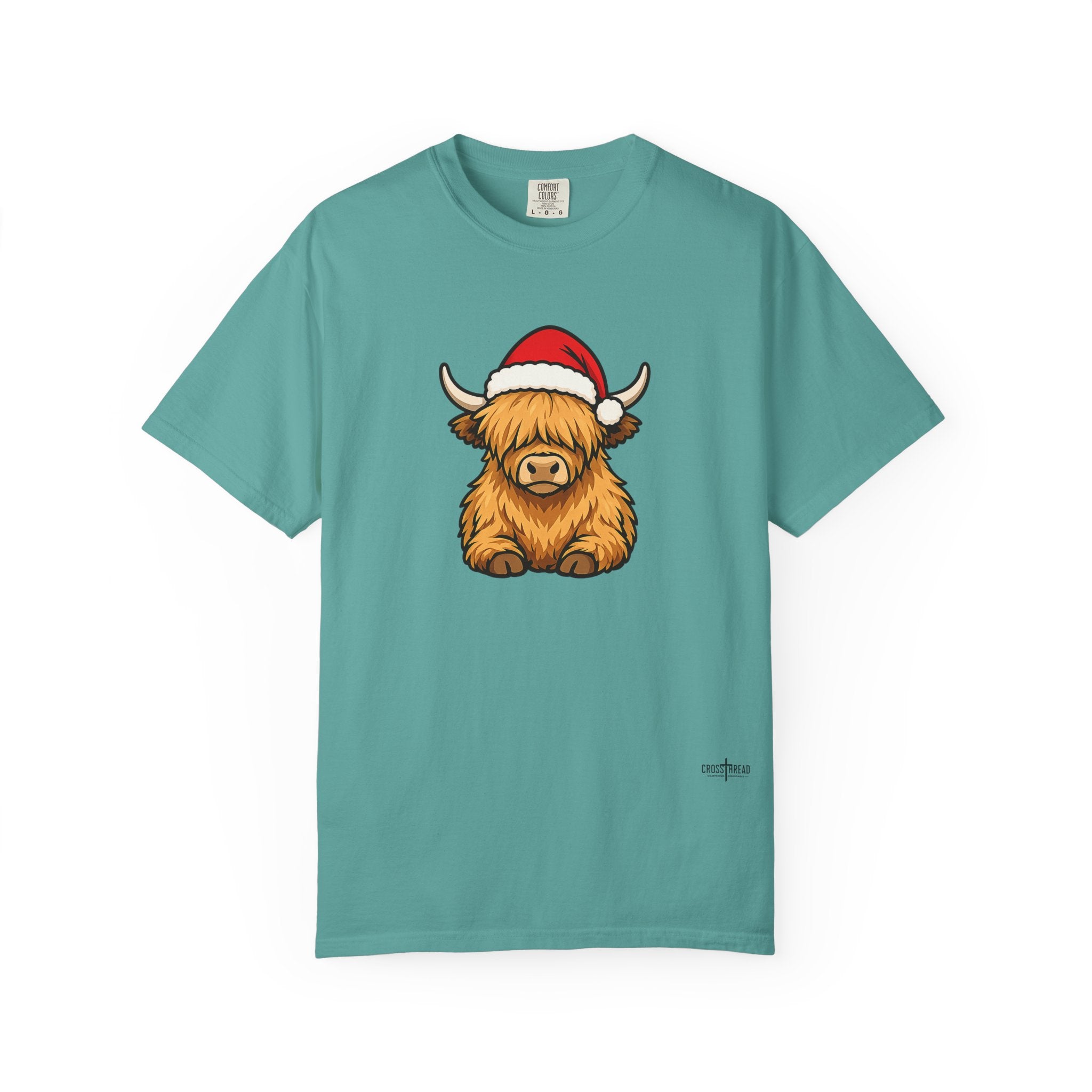 Highland Cow Santa Hat Comfort Colors Shirt