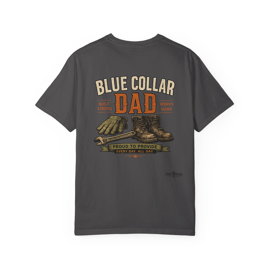 Blue Collar Dad T-Shirt — Vintage Work Gloves and Boots Design
