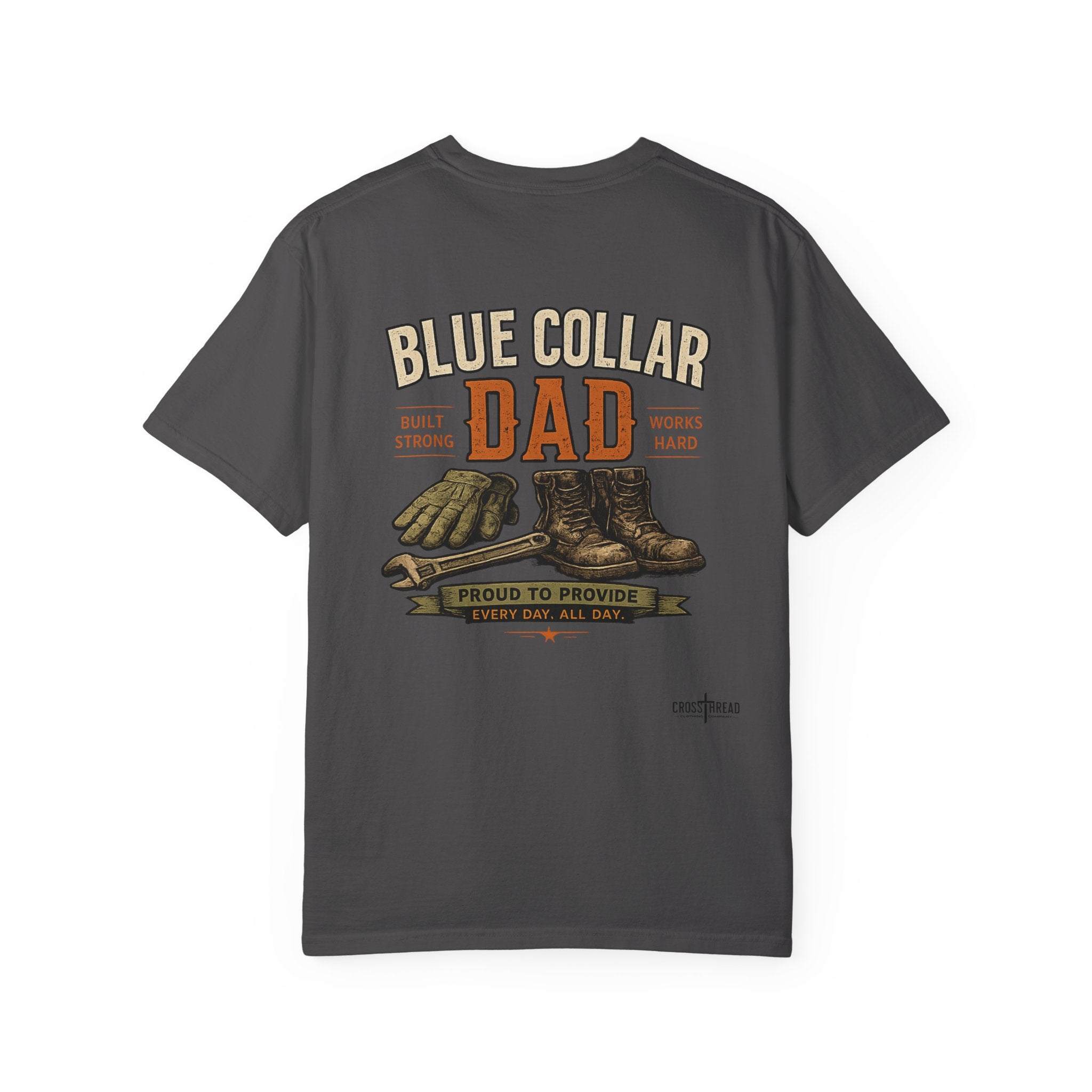 Blue Collar Dad T-Shirt — Vintage Work Gloves and Boots Design