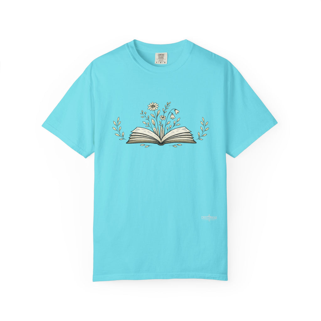 Floral Open Book T-Shirt — Book Lover Reading Tee