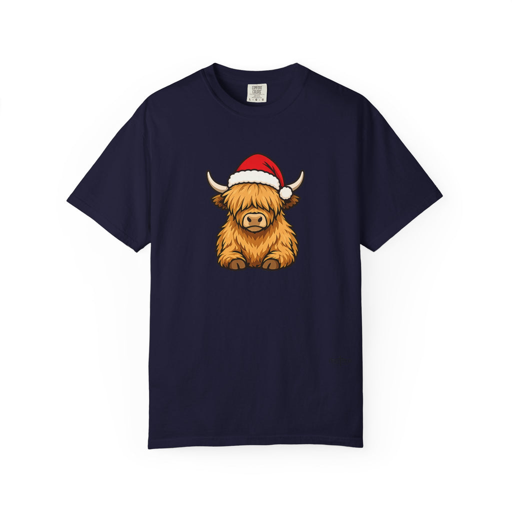 Highland Cow Santa Hat Comfort Colors Shirt