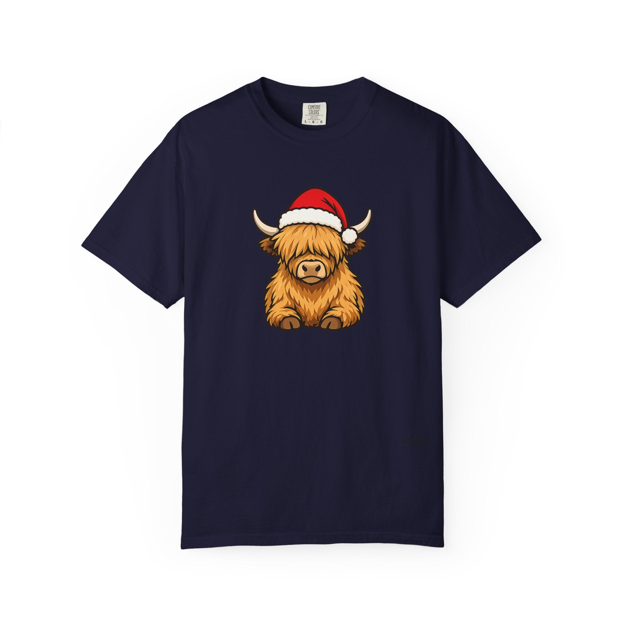 Highland Cow Santa Hat Comfort Colors Shirt