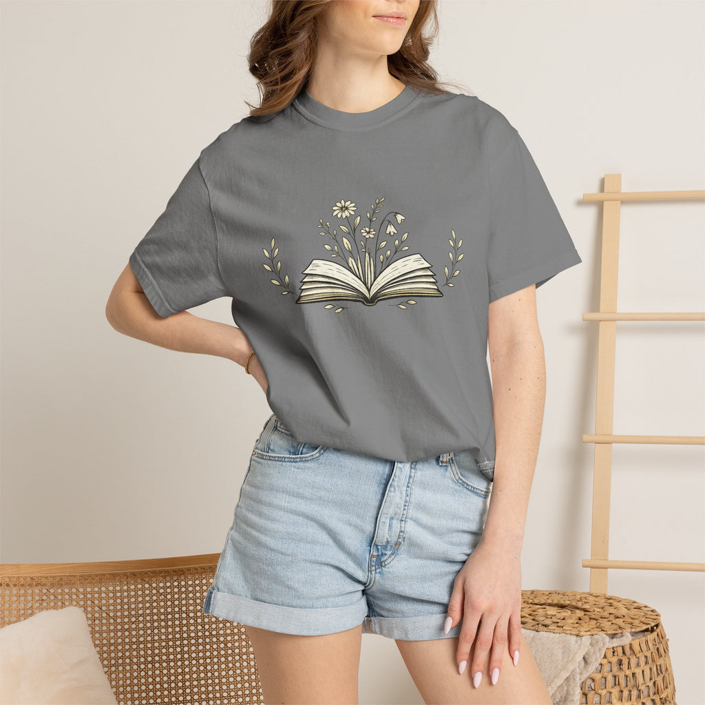 Floral Open Book T-Shirt — Book Lover Reading Tee