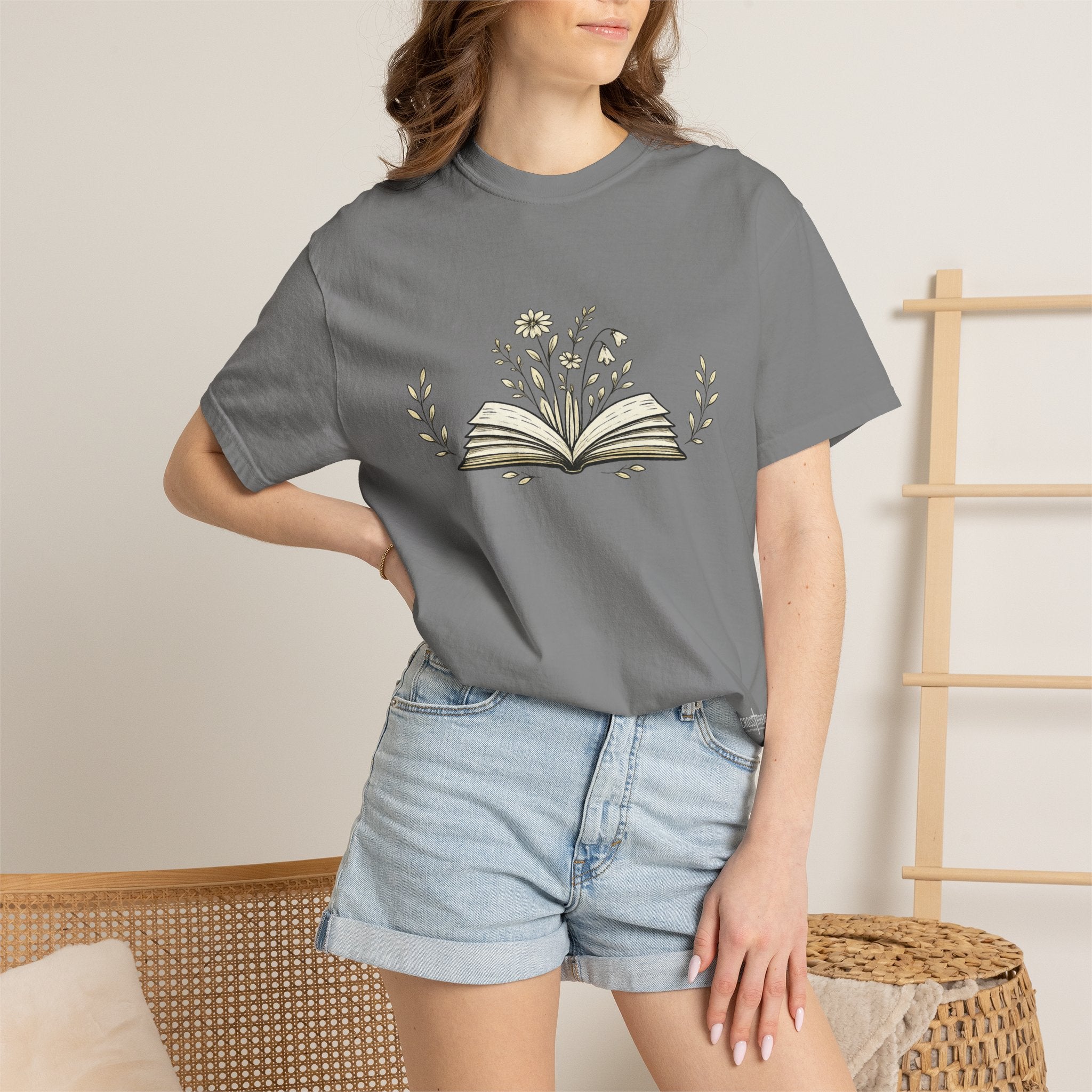 Floral Open Book T-Shirt — Book Lover Reading Tee
