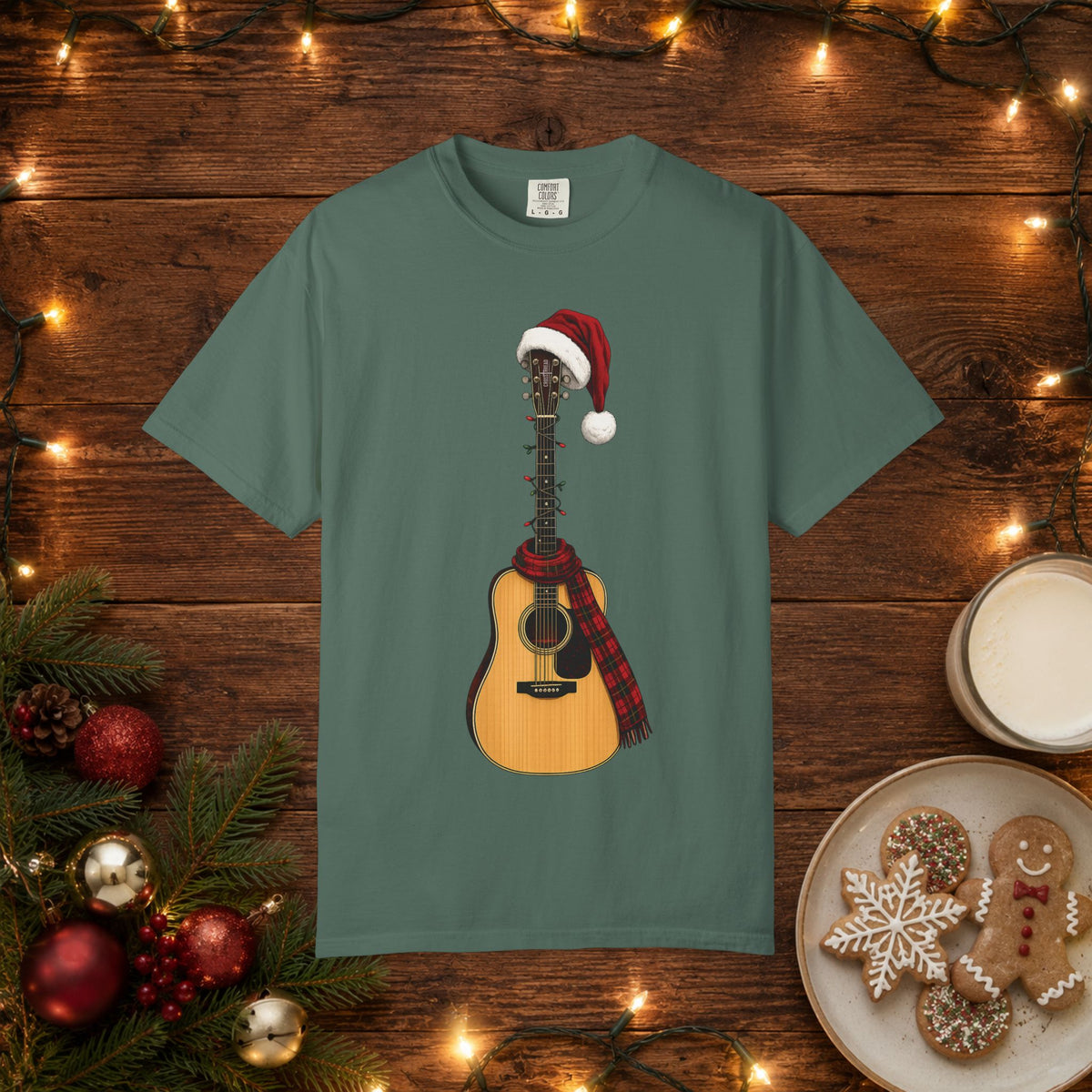 Christmas Acoustic Guitar Comfort Colors Shirt