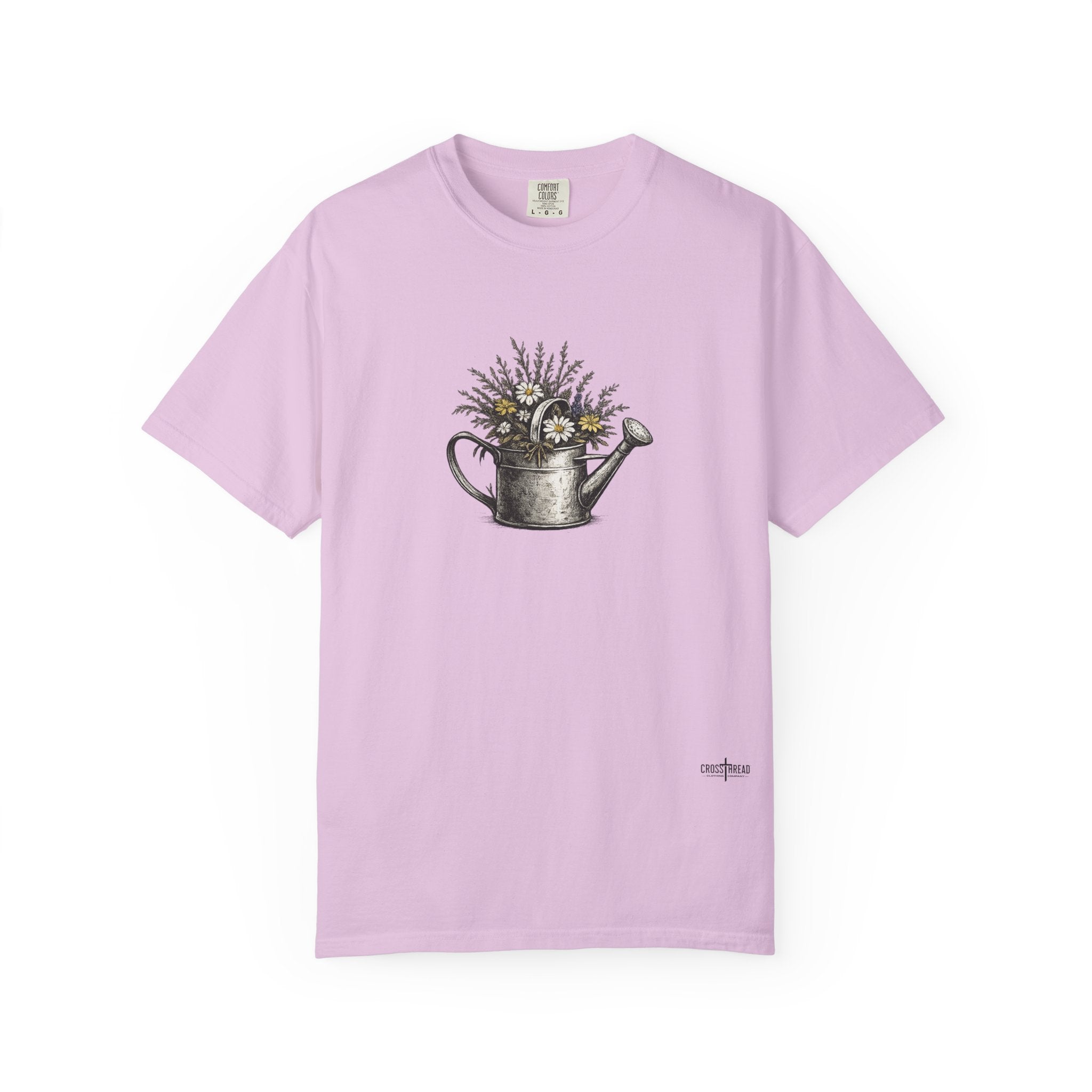 Watering Can Wildflower T-Shirt — Vintage Floral Garden Tee