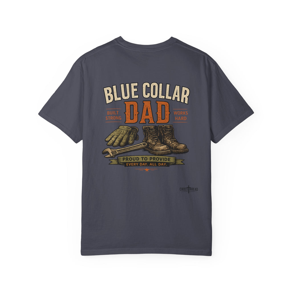 Blue Collar Dad T-Shirt — Vintage Work Gloves and Boots Design