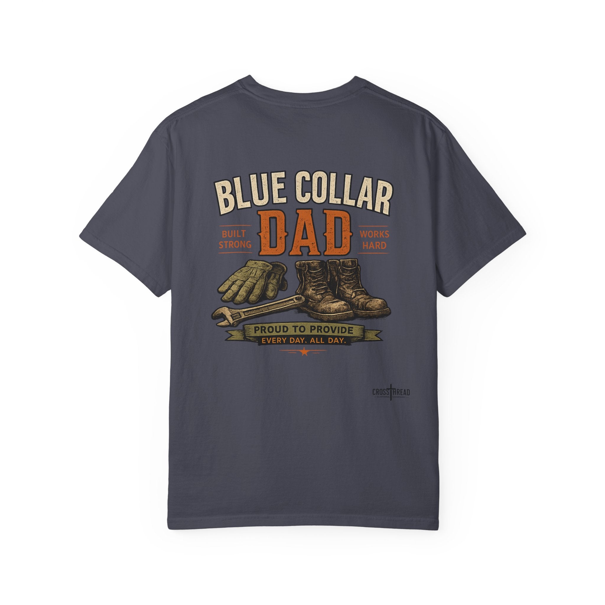 Blue Collar Dad T-Shirt — Vintage Work Gloves and Boots Design