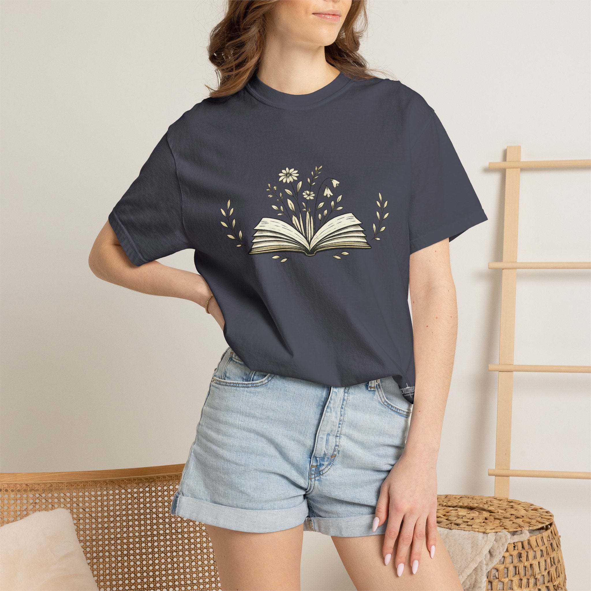 Floral Open Book T-Shirt — Book Lover Reading Tee