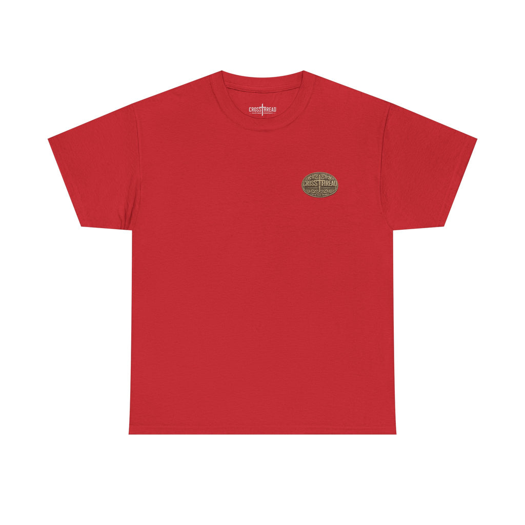 CrossThread Belt Buckle Logo Tee — Faith That Works Cotton T-Shirt