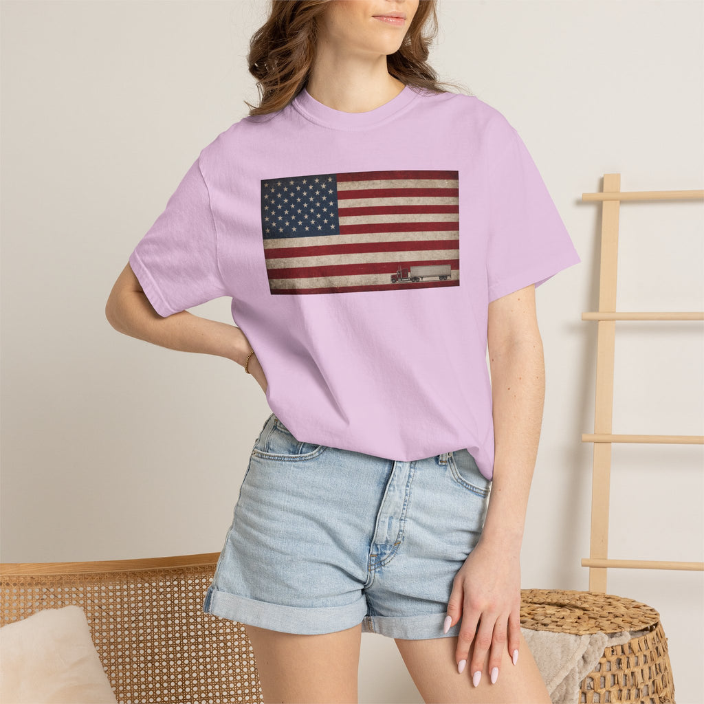 American Flag Big Rig Trucker T-Shirt — Patriotic Semi Truck Tee