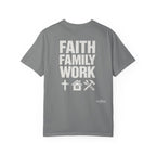 Faith Family Work T-Shirt — Inspirational Christian Men’s Tee