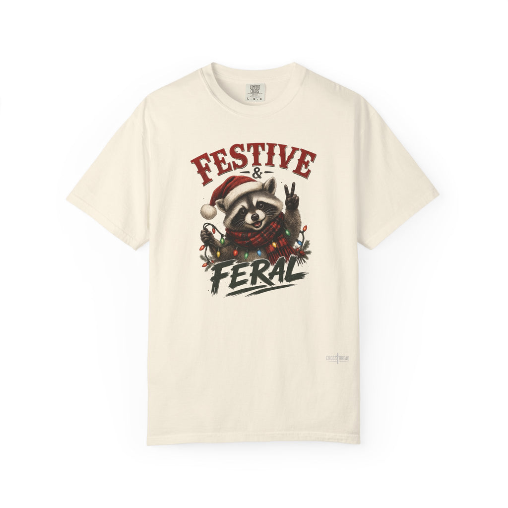 Festive & Feral Raccoon Christmas Comfort Colors T-Shirt