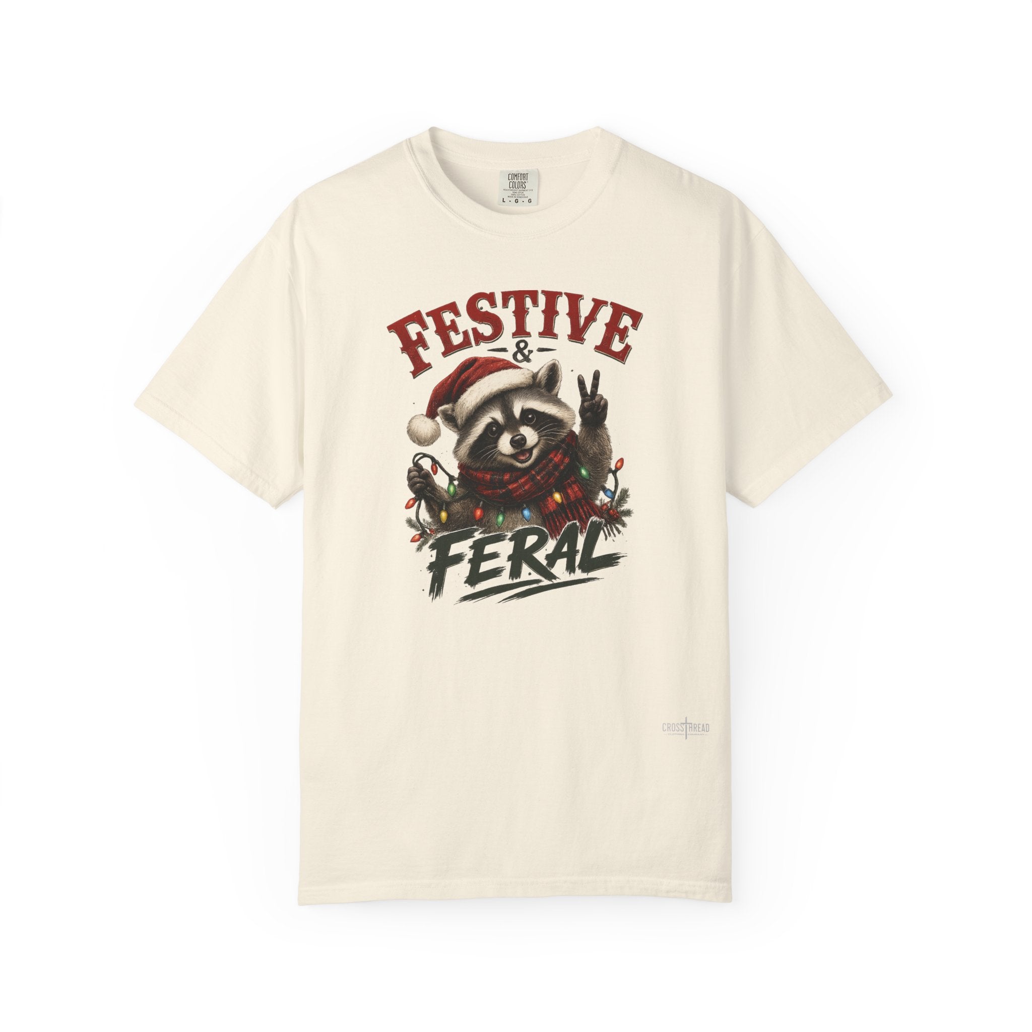 Festive & Feral Raccoon Christmas Comfort Colors T-Shirt