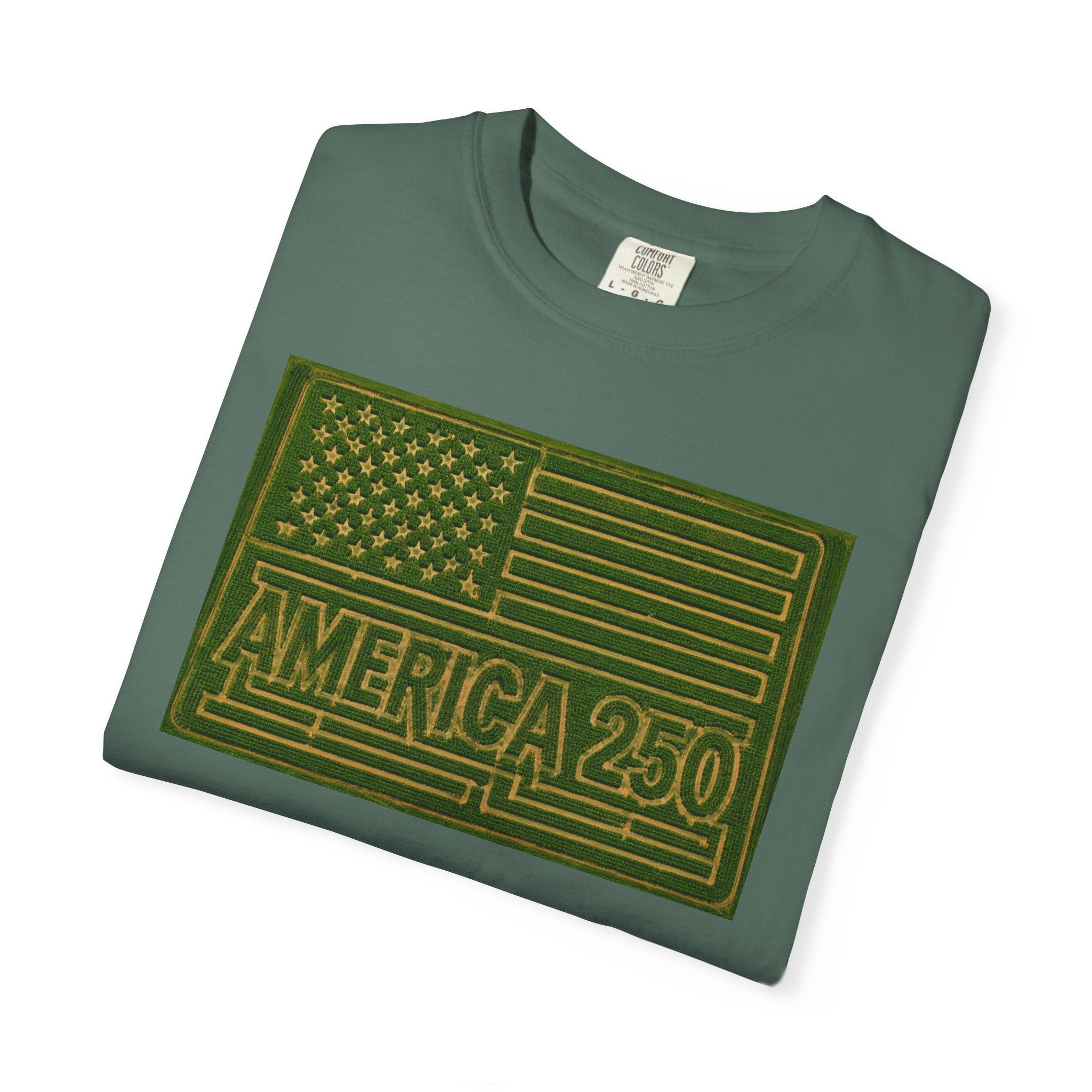 America 250 Corn Maze Flag T-Shirt — Vintage Patriotic Graphic Tee