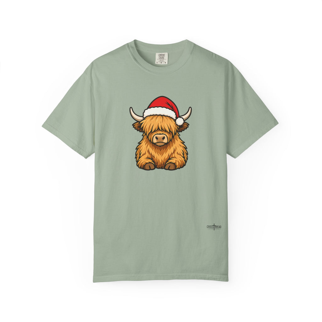 Highland Cow Santa Hat Comfort Colors Shirt
