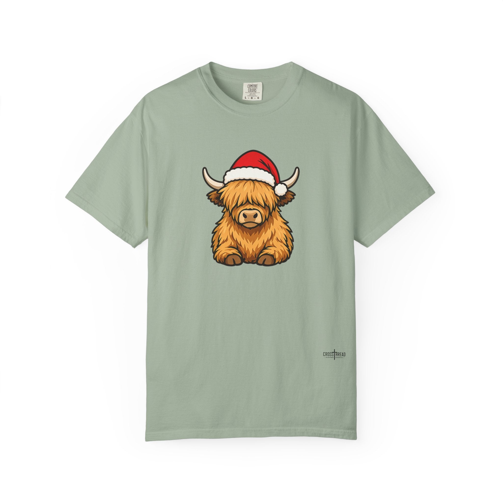 Highland Cow Santa Hat Comfort Colors Shirt