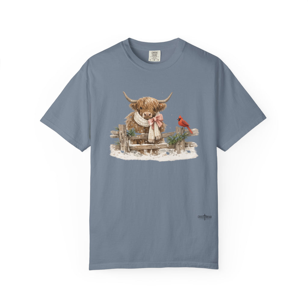 Highland Cow and Cardinal Comfort Colors Shirt