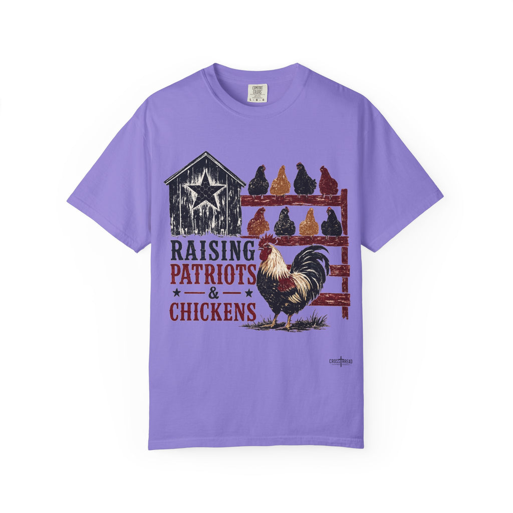 Raising Patriots & Chickens T-Shirt — Rustic American Chicken Tee