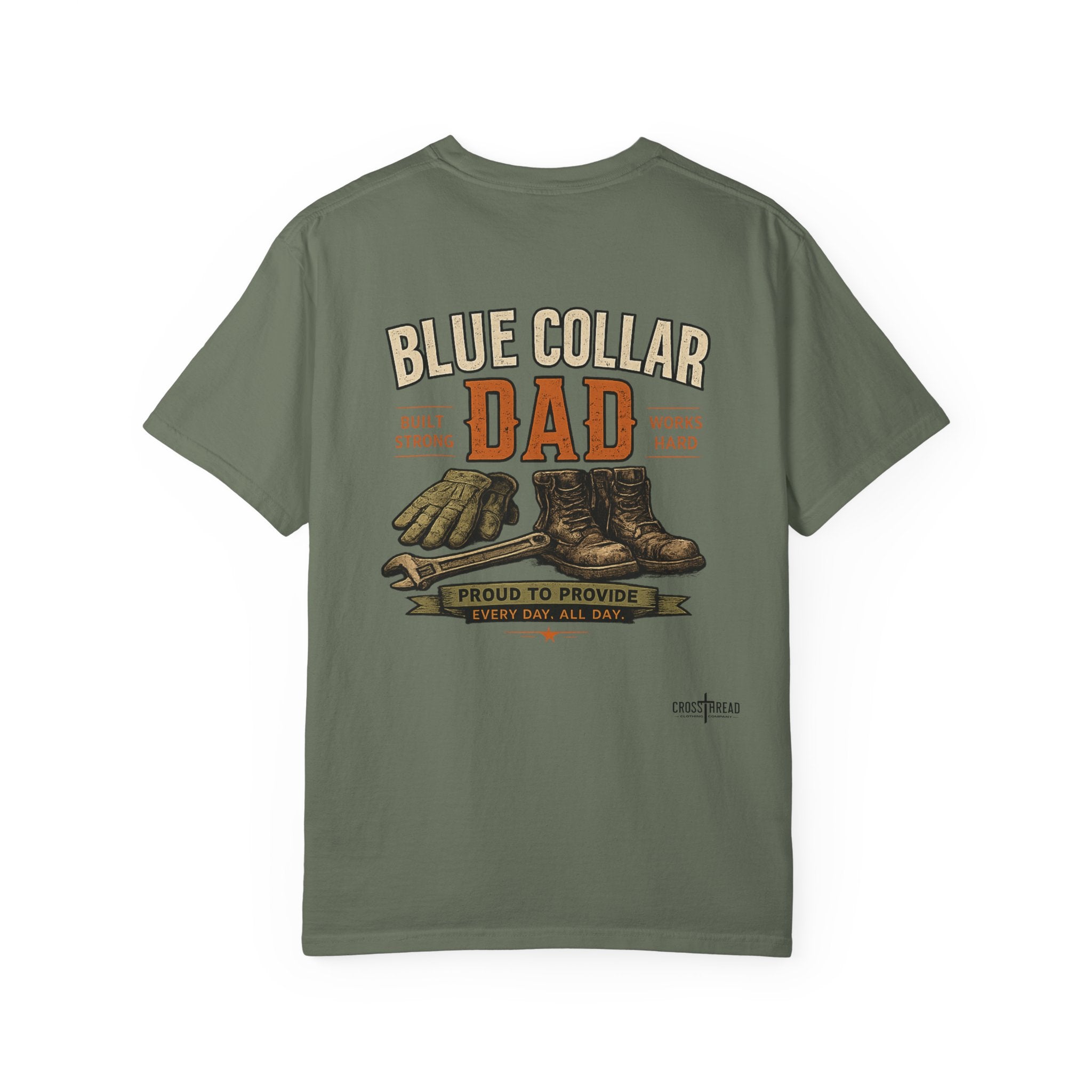 Blue Collar Dad T-Shirt — Vintage Work Gloves and Boots Design