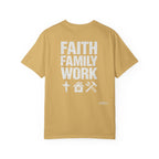 Faith Family Work T-Shirt — Inspirational Christian Men’s Tee