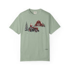 Rustic Santa Tractor and Barn Comfort Colors Shirt