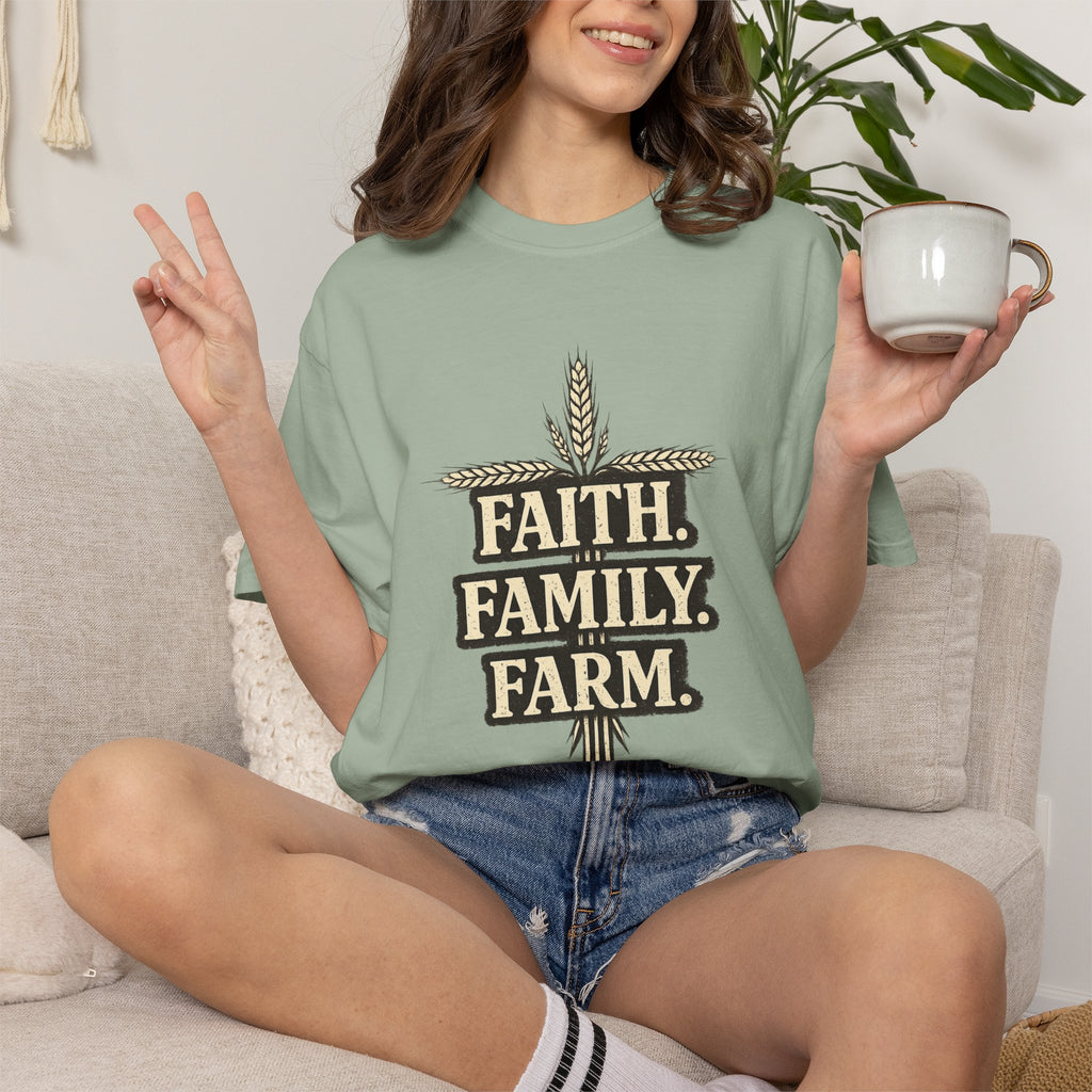 Faith Family Farm T-Shirt — Rustic Farmhouse Graphic Tee