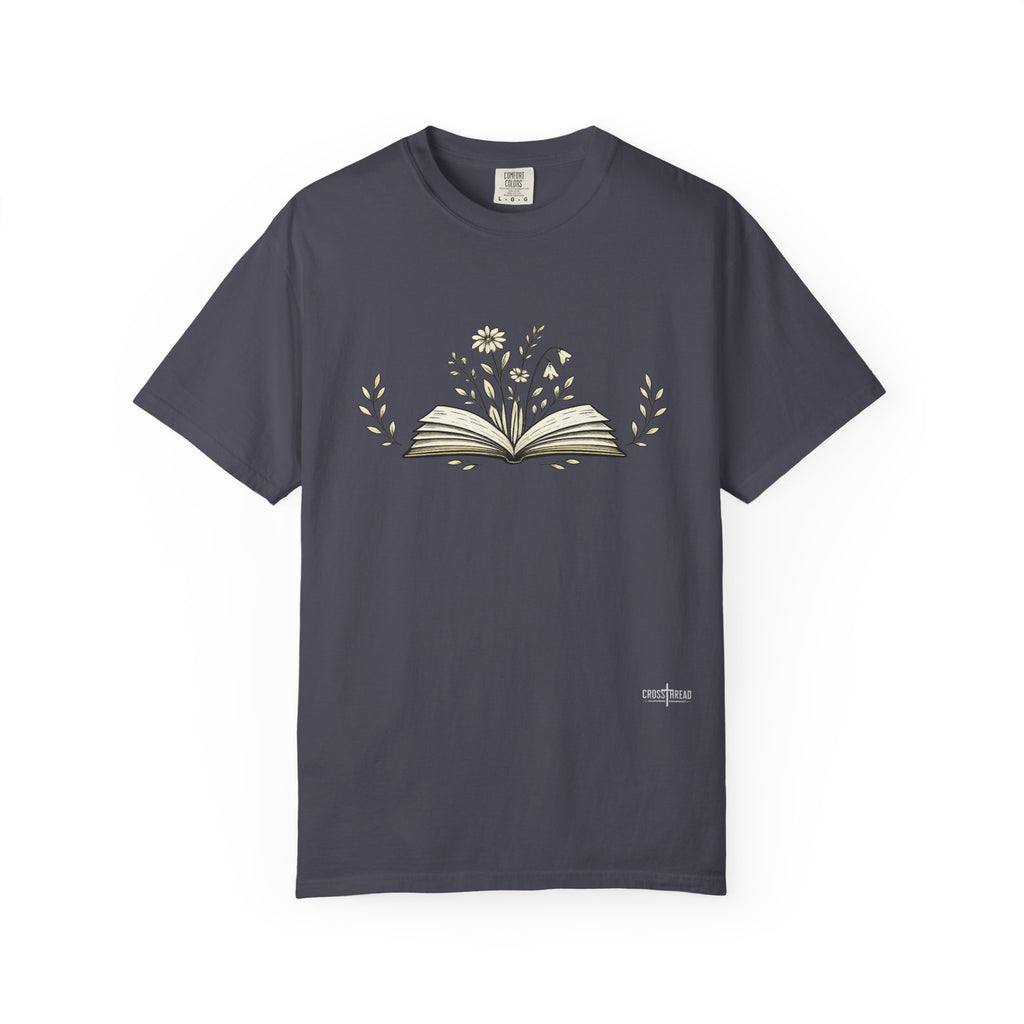 Floral Open Book T-Shirt — Book Lover Reading Tee
