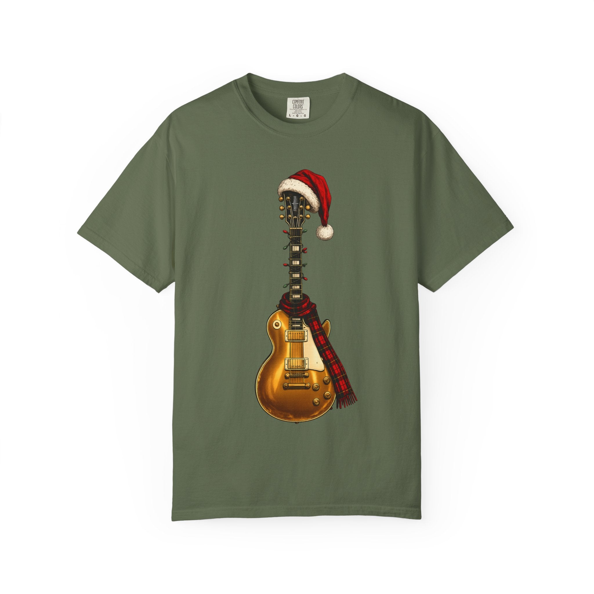 Christmas LP-Style Gold Guitar Comfort Colors Shirt