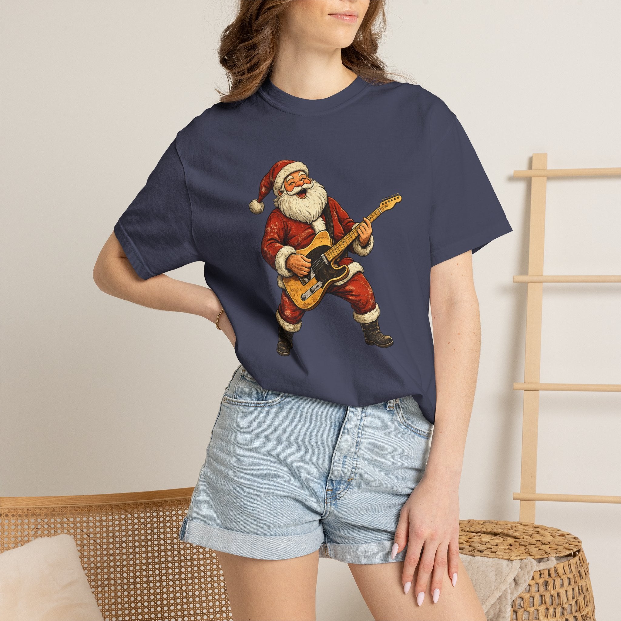 Santa T-Style Guitar Comfort Colors Shirt