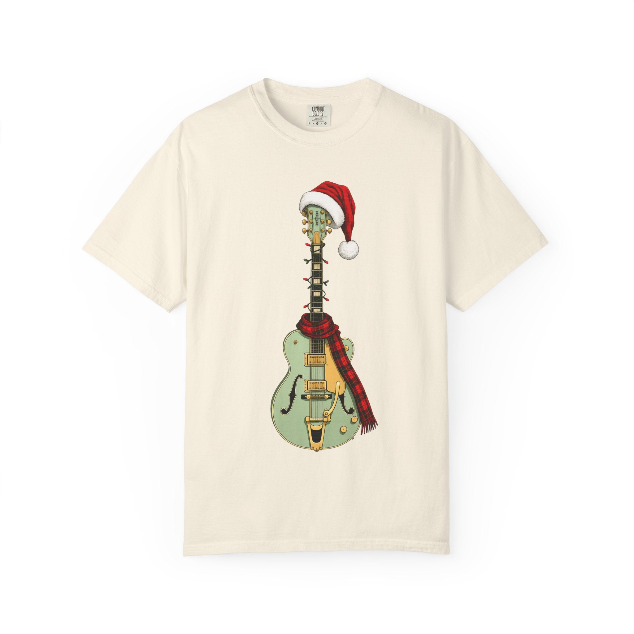 Christmas Aspen Green Hollowbody Guitar Comfort Colors Shirt