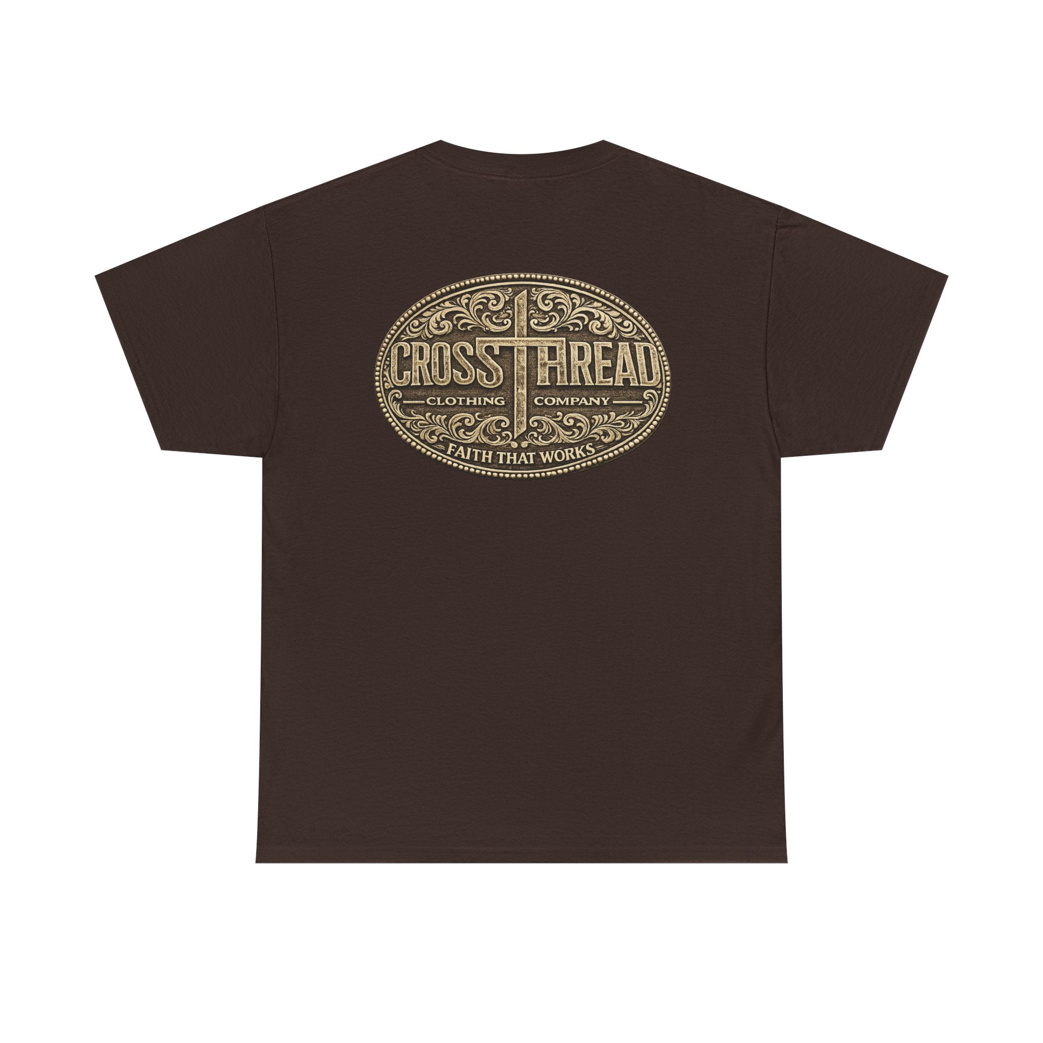 CrossThread Belt Buckle Logo Tee — Faith That Works Cotton T-Shirt