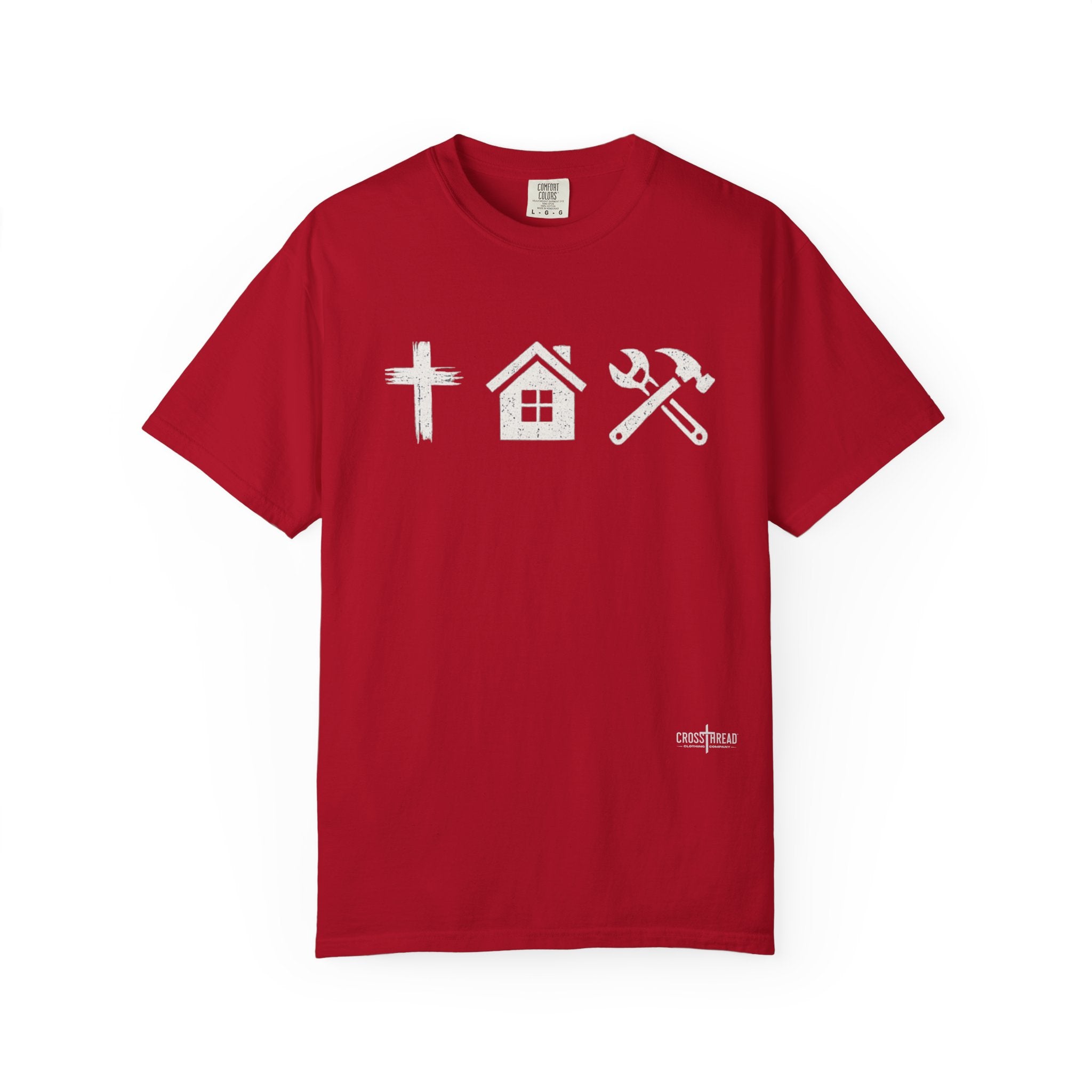 Faith Family Work T-Shirt — Inspirational Christian Men’s Tee